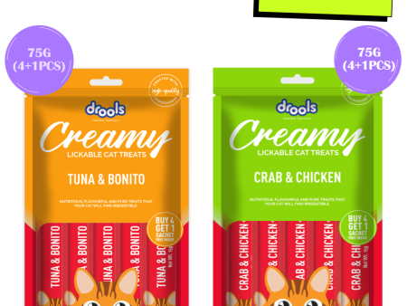 Drools Tuna & Bunito and Crab & Chicken Creamy Cat Treats Combo Online Sale