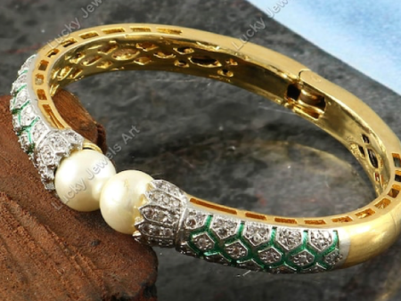 Brazalete de la India con circonitas y perlas inmitación Cheap