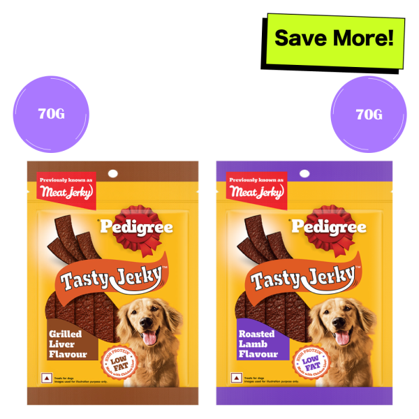 Pedigree Grilled Liver and Roasted Lamb Tasty Jerky Dog Treat Combo Online