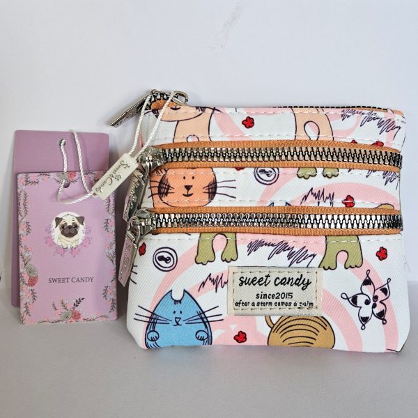 Cartera-monedero Sweet Candy estampado gatitos repelente al agua 3 Hot on Sale