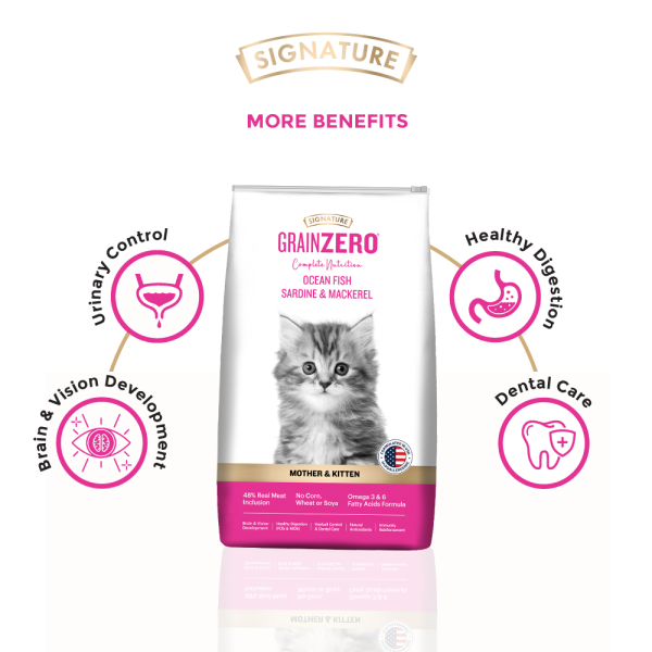 Signature Grain Zero Ocean Fish, Sardine and Mackerel Mother and Kitten Cat Dry Food Online Sale