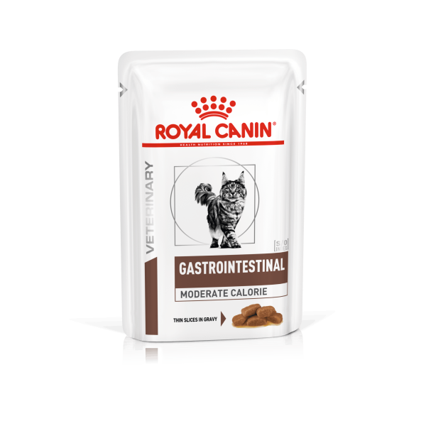 Royal Canin Veterinary Gastro Intestinal Moderate Calorie Cat 85 gr (Sobre finas láminas en salsa) Supply