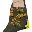 Calcetines verdes con gatitos tonos narajas Online Hot Sale