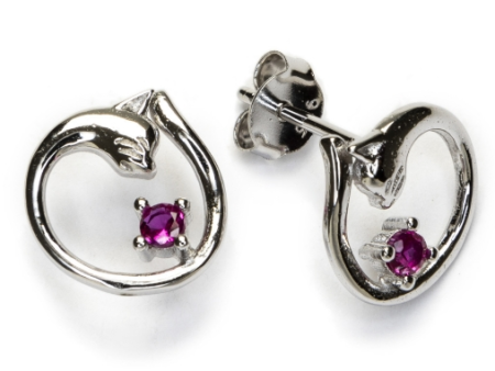 Pendientes de plata de Ley  con circonita en rosa For Discount