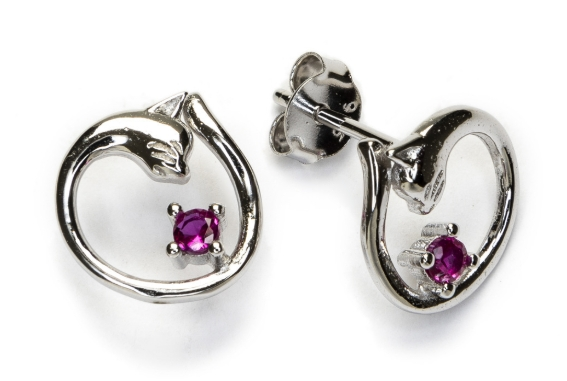 Pendientes de plata de Ley  con circonita en rosa For Discount