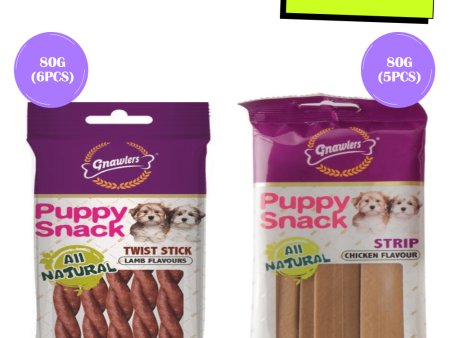 Gnawlers Puppy Snack Strip Chicken and Twist Stick Lamb Flavoured Dog Treats Combo Cheap