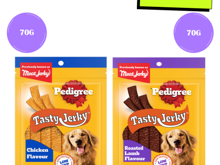 Pedigree Chicken & Liver and Roasted Lamb Flavor Tasty Jerky Dog Treat Combo Discount