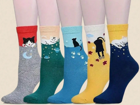 Calcetines de gatitos diferentes tonos (pack de 5 pares) Online Sale