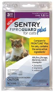 SENTRYe FiproGuarde Plus Cat Flea & Tick Spot-On Over 1.5lb 6ct Online Sale