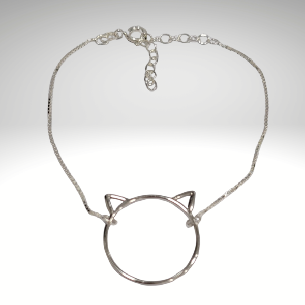 Pulsera de plata de ley con cabeza de gato y orejas Online Hot Sale