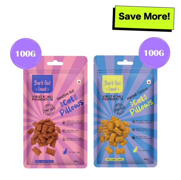 Bark Out Loud by Vivaldis Pillows for Sensitive Gut & Hairball Control Cat Treats Combo Cheap