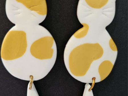 Pendientes de bisuteria de gatito blanco y naranja Online Sale