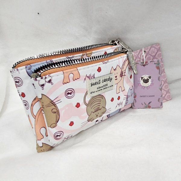 Cartera-monedero doble Sweet Candy estampado gatitos repelente al agua on Sale