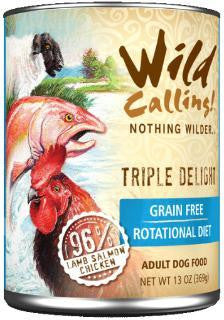 Wild Calling! Triple Delight 96% Lamb, Salmon, Chicken Dog Food 12-13 oz. Fashion