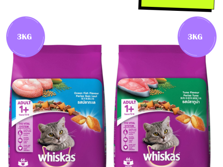 Whiskas Ocean Fish and Tuna Flavour Adult Cat Dry Food Combo Discount