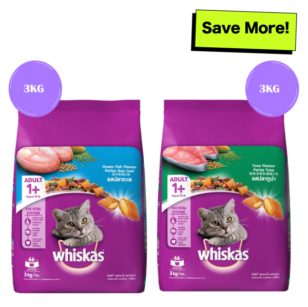 Whiskas Ocean Fish and Tuna Flavour Adult Cat Dry Food Combo Discount