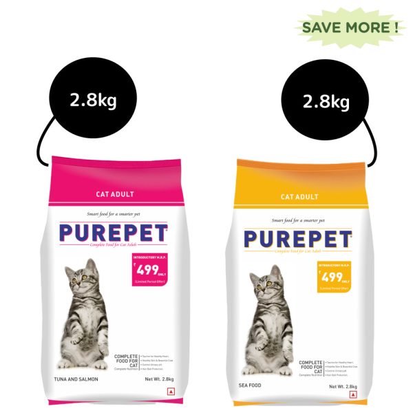 Purepet Tuna & Salmon and Seafood Adult Cat Dry Food Combo Cheap