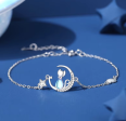 Pulsera de plata de ley con gatito en luna de circonitas blancas Sale