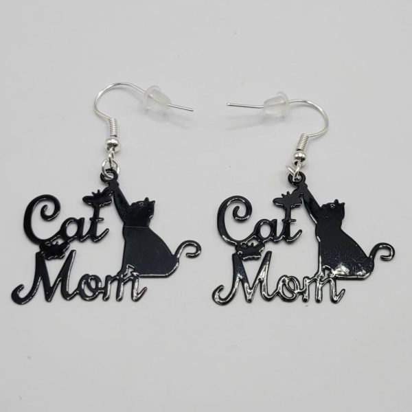 Pendientes de bisuteria en negro, Cat Mom For Cheap