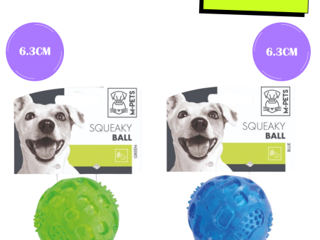 M Pets Squeaky Ball Toy for Dogs Combo (Green Blue) For Cheap