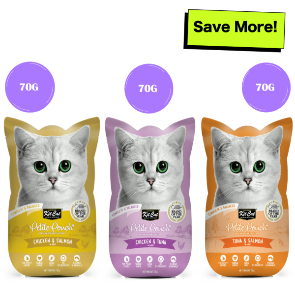 Kit Cat Chicken & Tuna, Chicken & Salmon, Tuna & Salmon Fish Cat Wet Food Combo Supply