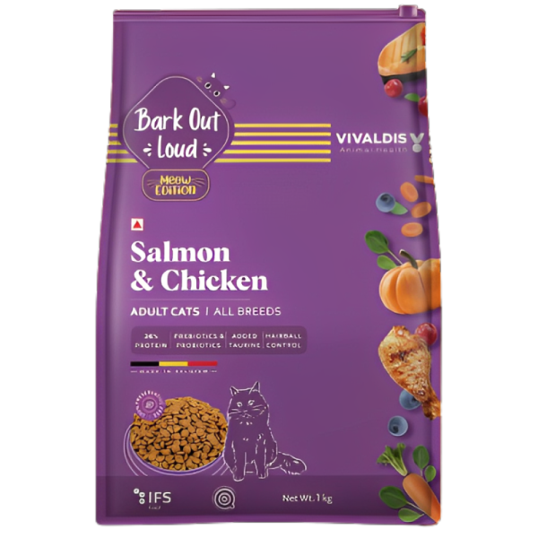 Bark Out Loud Salmon and Chicken Adult Cat Dry Food Supply