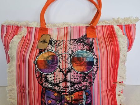 Bolsa para playa en color naranja y flecos For Cheap