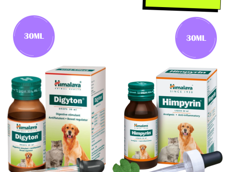 Himalaya Digyton Drops and Himpyrin Anti Inflammatory & Pain Relief Drops for Dogs and Cats Combo Cheap