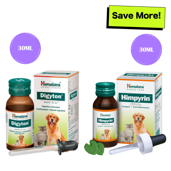 Himalaya Digyton Drops and Himpyrin Anti Inflammatory & Pain Relief Drops for Dogs and Cats Combo Cheap