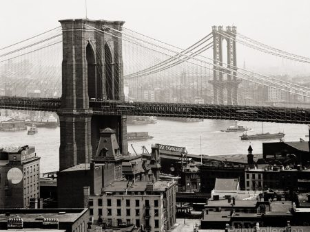 Brooklyn Bridge and New York Skyline and Harbor, POUF CUBE For Cheap