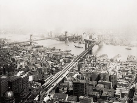 Brooklyn and Manhattan Bridges in 1916 Online Sale