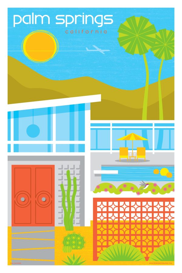 Palm Springs California Retro Pop Art Poster by Jim Zahniser Sale