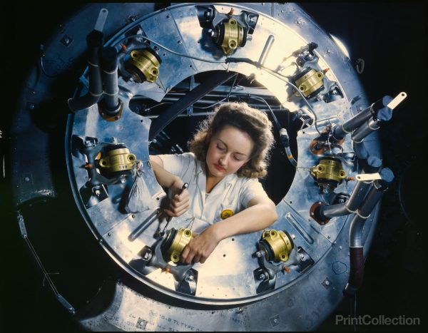 Woman Worker Assembling a B-25 Bomber Fashion