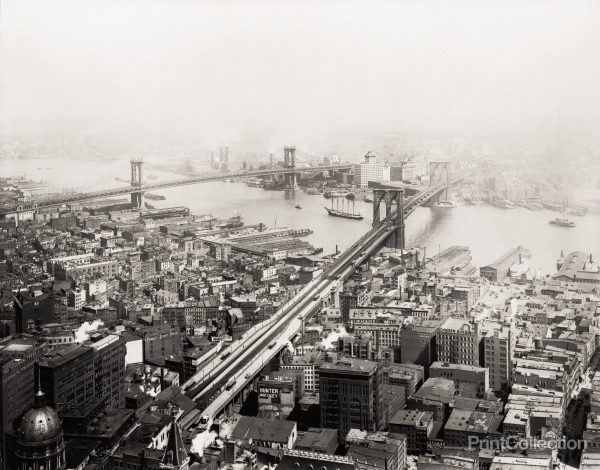 Brooklyn and Manhattan Bridges in 1916 Online Sale