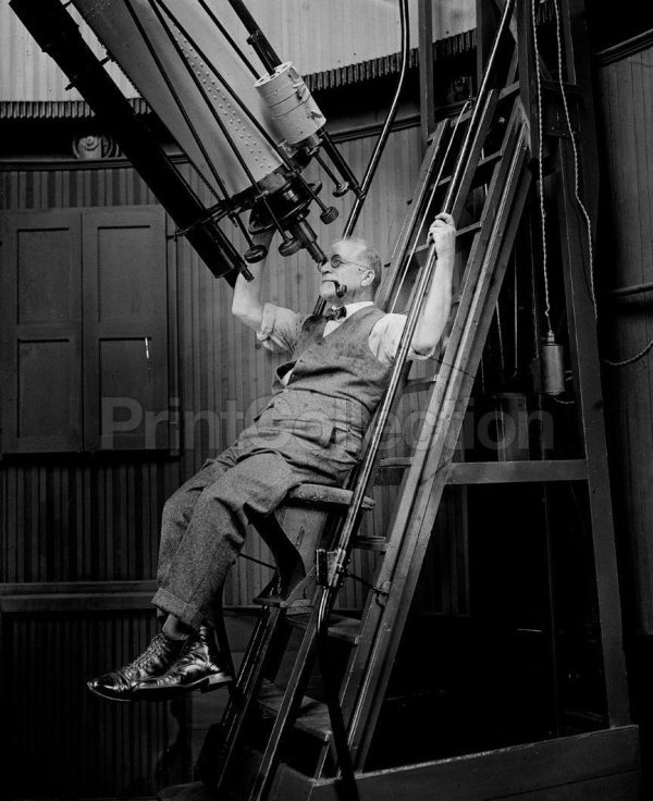 Comfortable, Astronomer David Todd with Telescope, 1924 Cheap