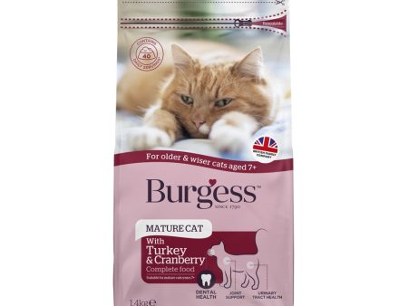 20% OFF BUNDLE DEAL: Burgess Turkey & Cranberry Mature Dry Cat Food 1.4kg Supply