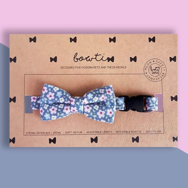 Bowtix Handmade Cat Collar With Removable Bowtie - Periwinkie Fashion