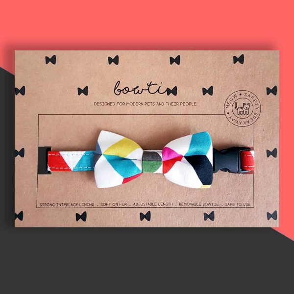 Bowtix Handmade Cat Collar With Removable Bowtie - Candy Strips For Discount