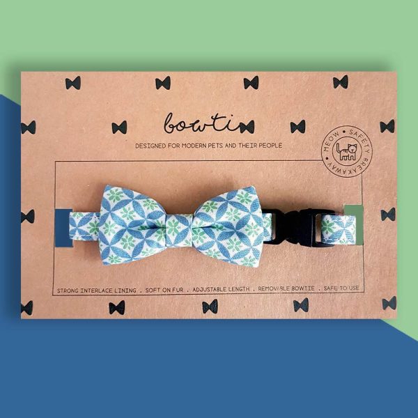 Bowtix Handmade Cat Collar With Removable Bowtie - Kiku Prints Online Sale