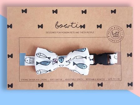 Bowtix Handmade Cat Collar With Removable Bowtie - I Love Tuna For Discount