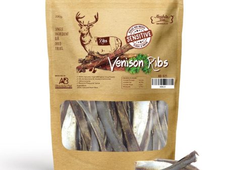 Absolute Bites Air Dried Venison Ribs Dog Treats 200g on Sale