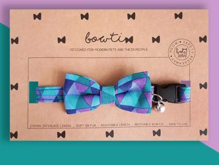 Bowtix Handmade Dog Collar With Removable Bowtie - Geometrics Amethyst For Sale